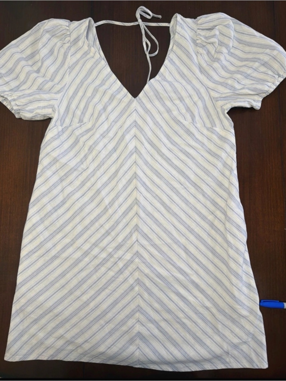 a new day Light Blue and White Striped V-Neck Tunic